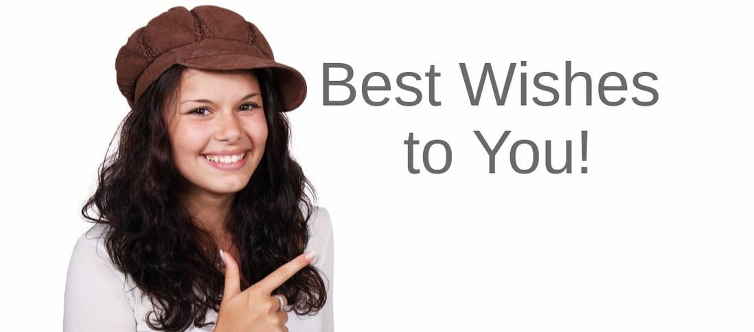 Girl Pointing at Best Wishes