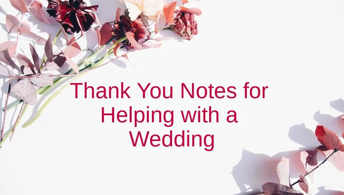 Thank You Note for Help with a Wedding